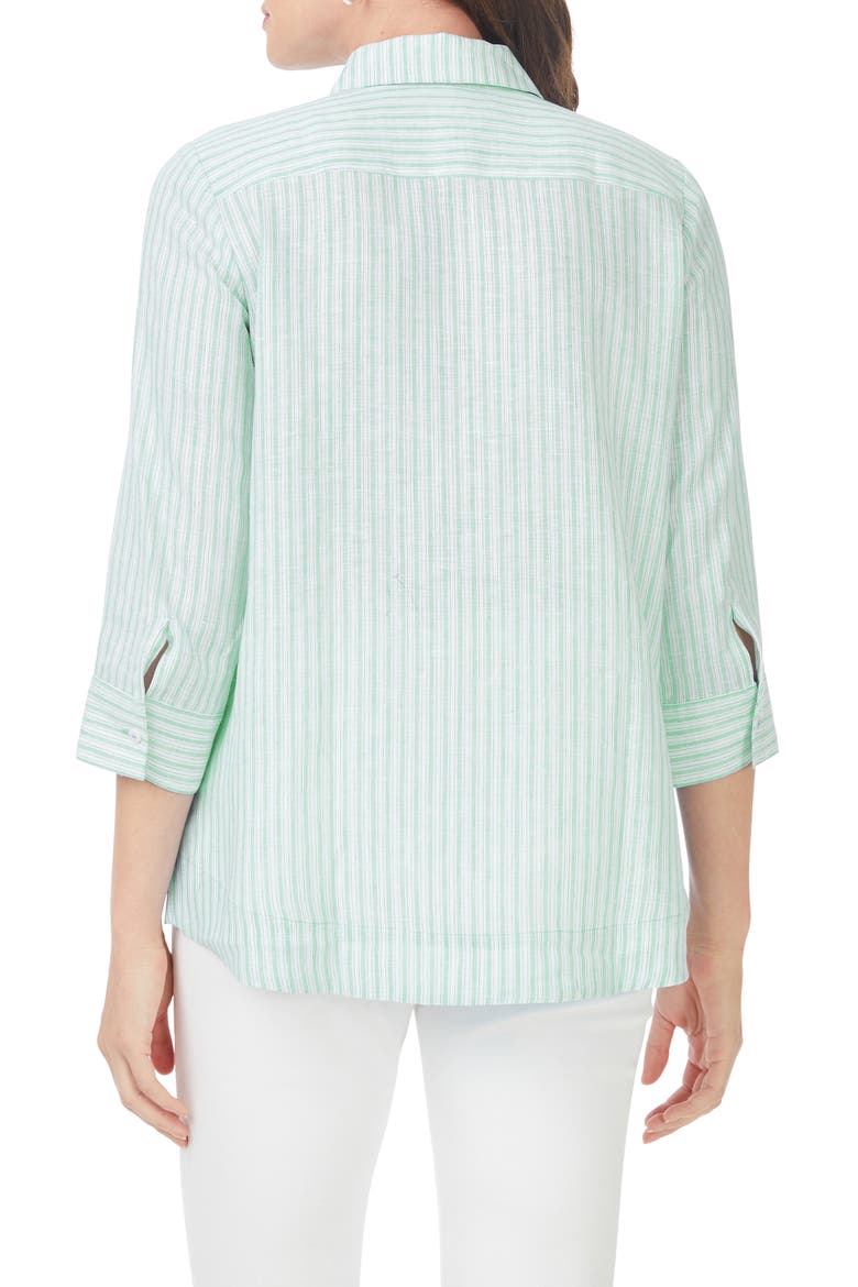 Harley Stripe Linen Button-Up Shirt, Alternate, color, SEA MIST