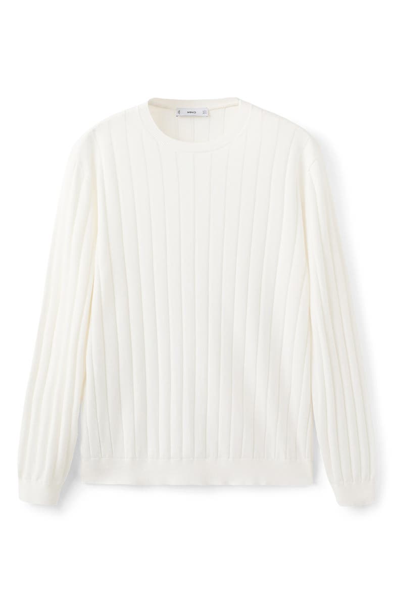 MANGO Rib Crewneck Sweater, Alternate, color, Off White