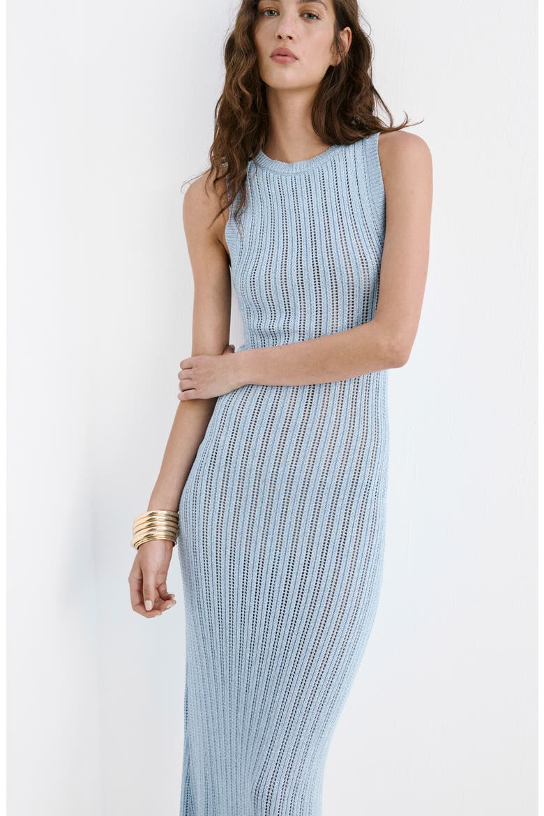 Sleeveless Ribbed Knit Dress, Alternate, color, SKY BLUE