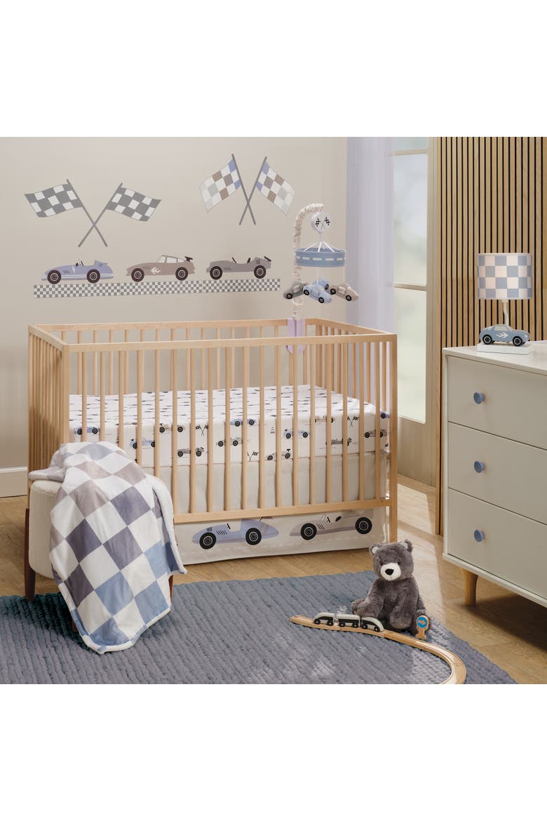 Little Racer 3-Piece Cars/Transportation Baby Crib Bedding Set, Alternate, color, Blue