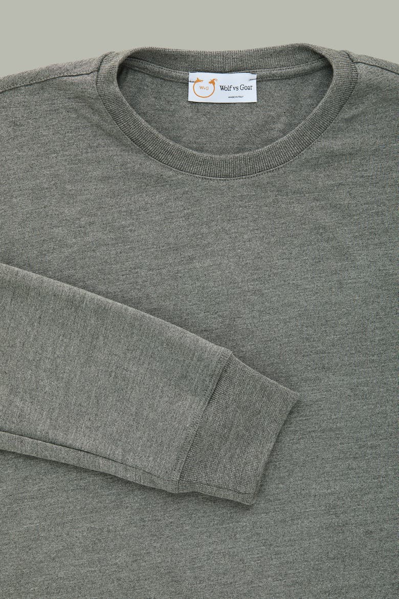 Heavyweight Long Sleeve Viscose Jersey Crewneck, Alternate, color, Grey