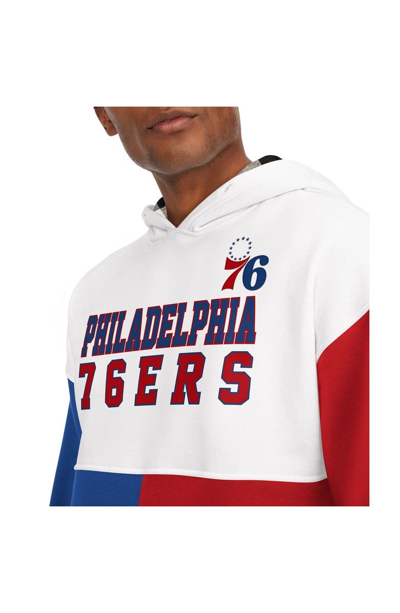 TOMMY JEANS Men's Tommy Jeans White/Red Philadelphia 76ers Andrew Split Pullover Hoodie, Alternate, color, White