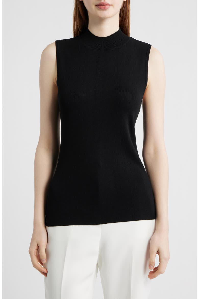 Sleeveless Mock Neck Sweater, Main, color, BLACK
