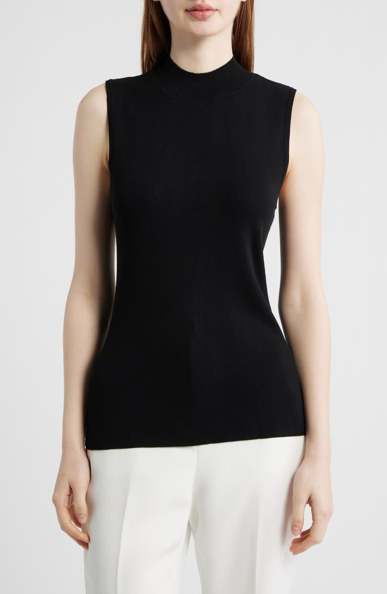 Tahari ASL Sleeveless Mock Neck Sweater, Main, color, Black