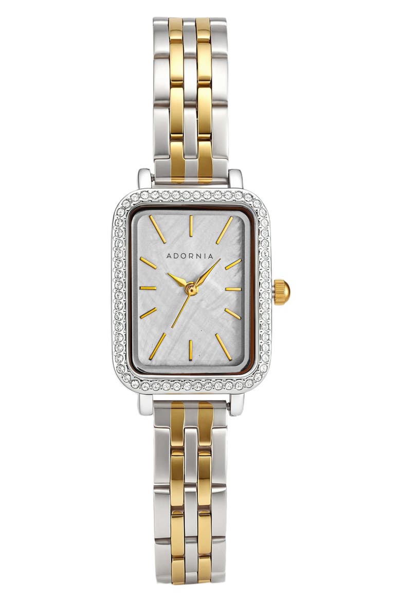 Hudson Two Tone Mother of Pearl Bracelet Watch, 21mm x 27mm, Main, color, GOLD/ SILVER/ WHITE