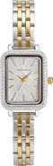 Adornia Hudson Two Tone Mother of Pearl Bracelet Watch, 21mm x 27mm