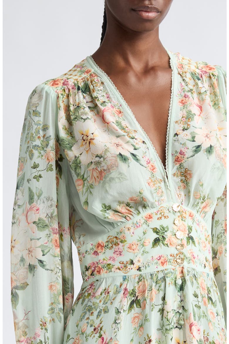 Shaped Waist Button Dress, Alternate, color, WILDFLOWER WUNDERLAND