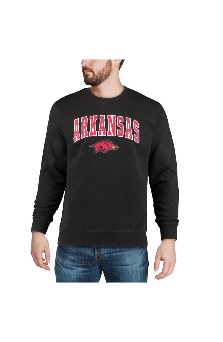 COLOSSEUM Men's Colosseum Black Arkansas Razorbacks Arch & Logo Crew Neck Sweatshirt, Alternate, color, Black