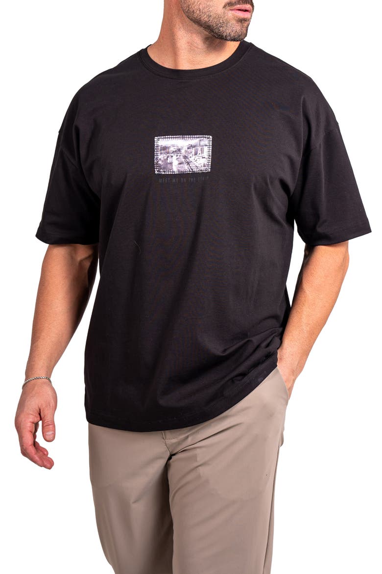 Ascension The Strip Appliqué Cotton Graphic T-Shirt, Alternate, color, BLACK