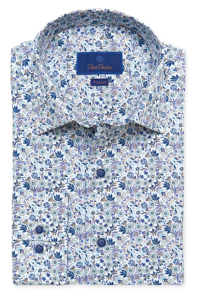 Fusion Floral Dress Shirt, Main, color, WHITE/ BLUE