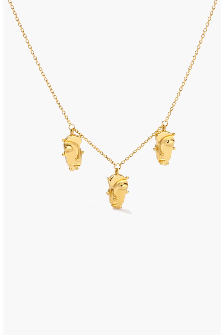 Visage Mini Charm Necklace in Gold, Main, color, Gold