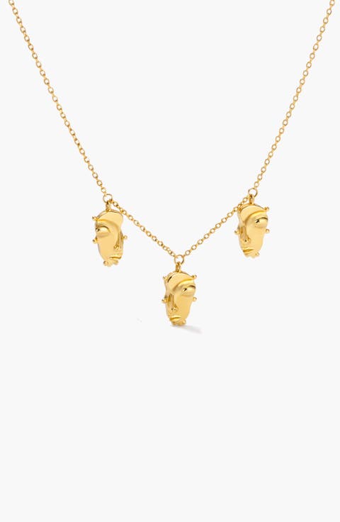 Visage Mini Charm Necklace in Gold