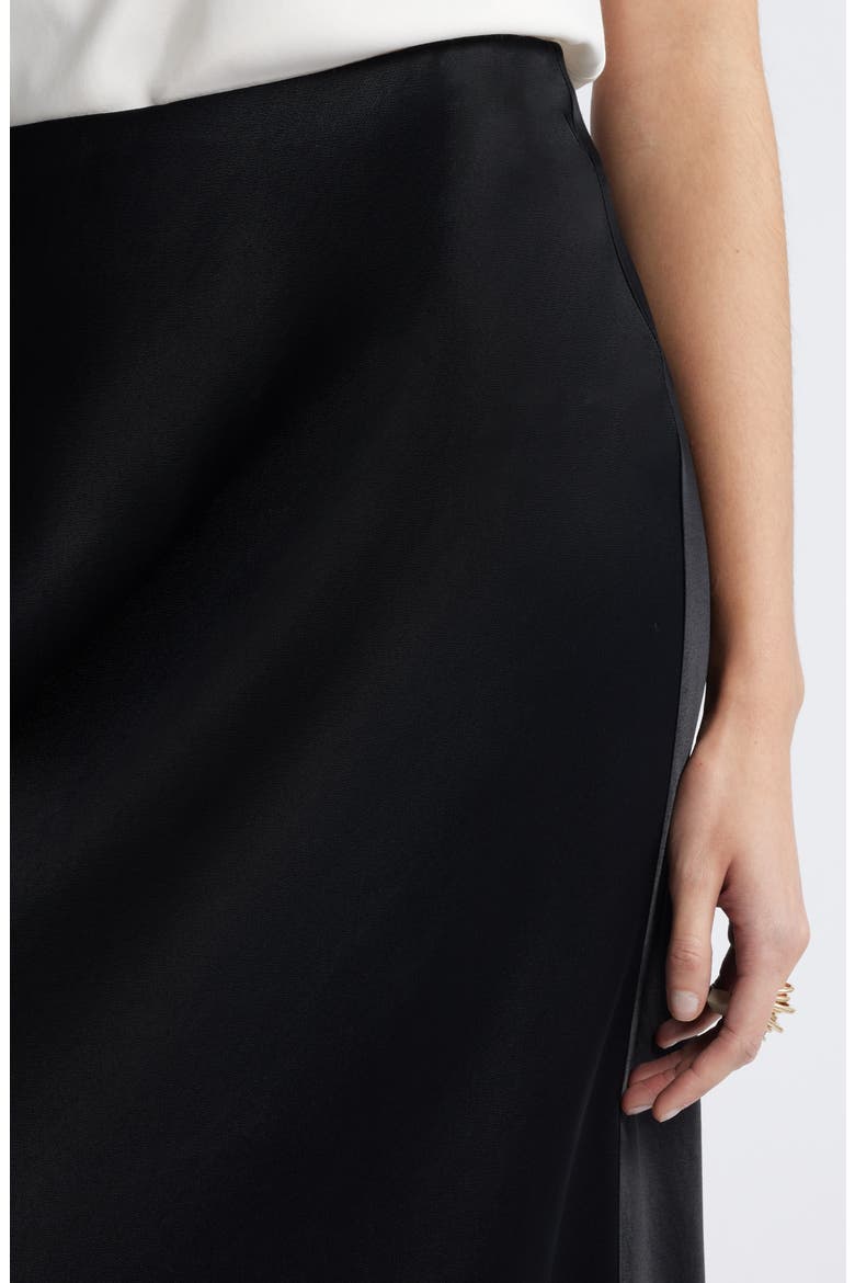 Bias Cut Satin Skirt, Alternate, color, BLACK