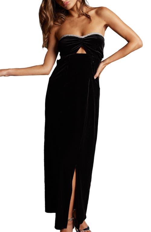Btb Los Angeles Haven Strapless Dress In Black Velvet