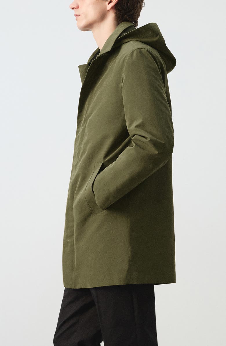 MANGO Water Repellent Parka with Removable Hood, Alternate, color, Olive Green