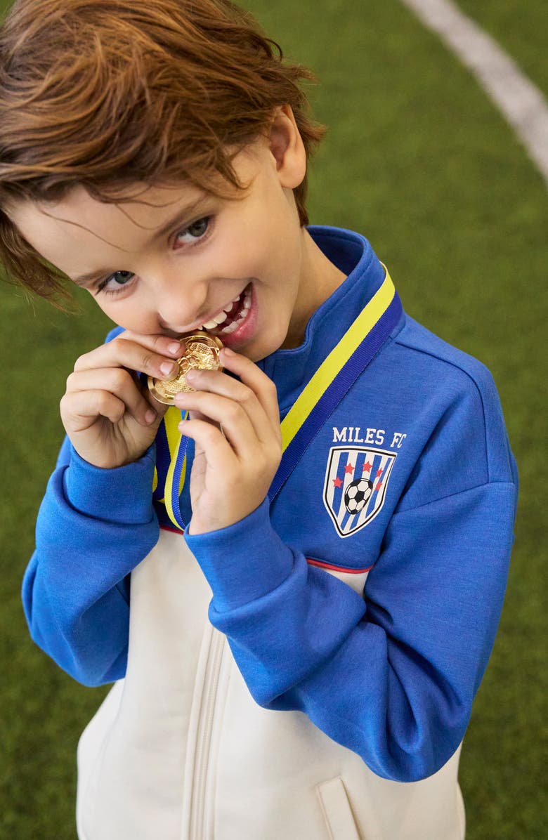 MILES THE LABEL Kids' Zip Front Scuba Knit Sweatshirt, Alternate, color, Royal Blue