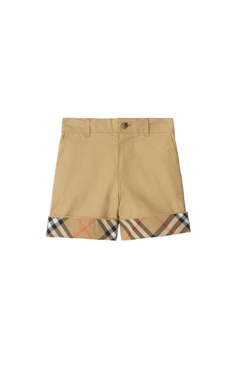 Check Turn-up Cotton Shorts