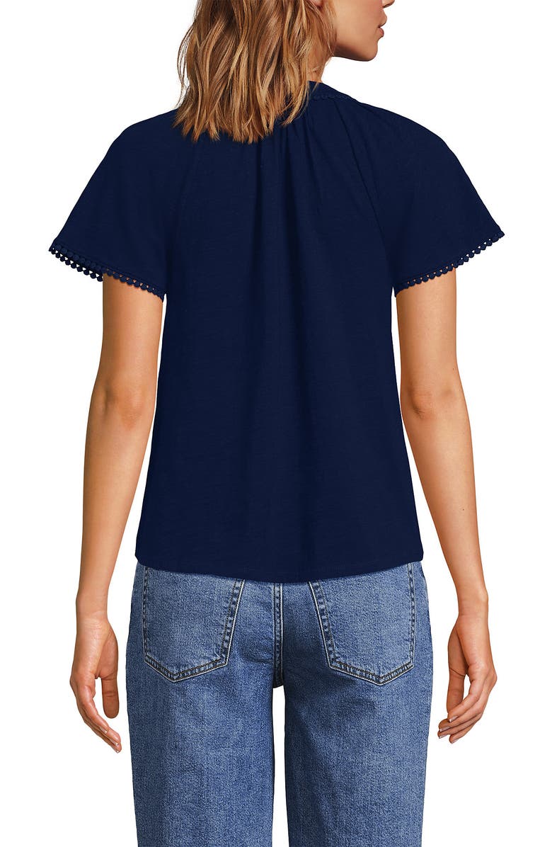 Lands' End Slub Short Sleeve Notch Neck Top, Alternate, color, 