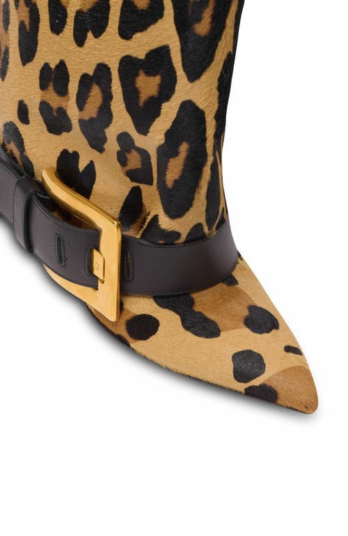 Balmain Anthem Leopard Print Leather Boots In Brown
