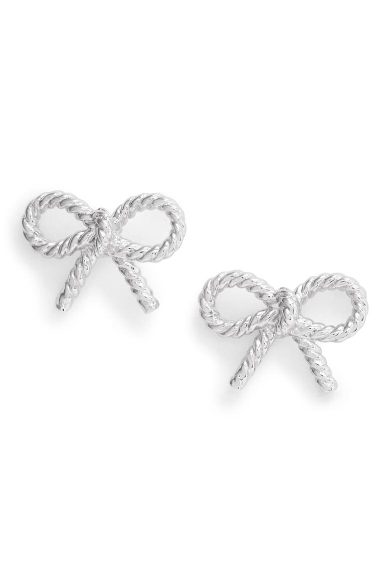 Mini Bow Stud Earrings, Main, color, SILVER