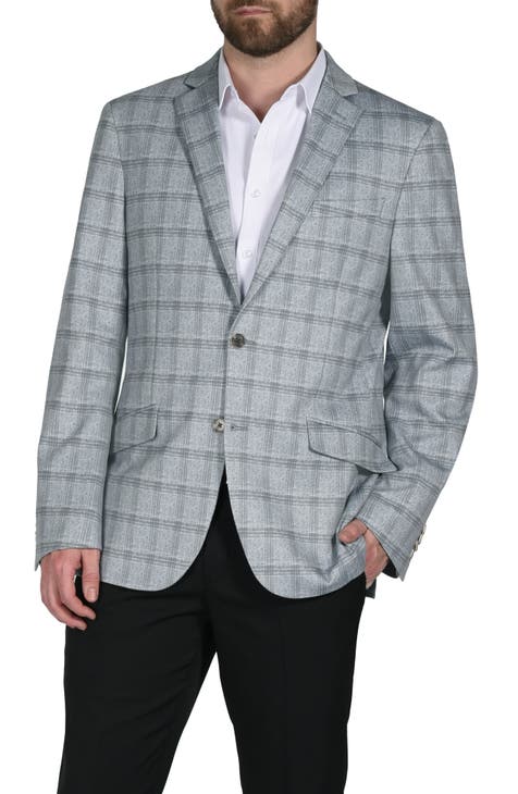 Light Gray Plaid Notch Collar Sport Coat