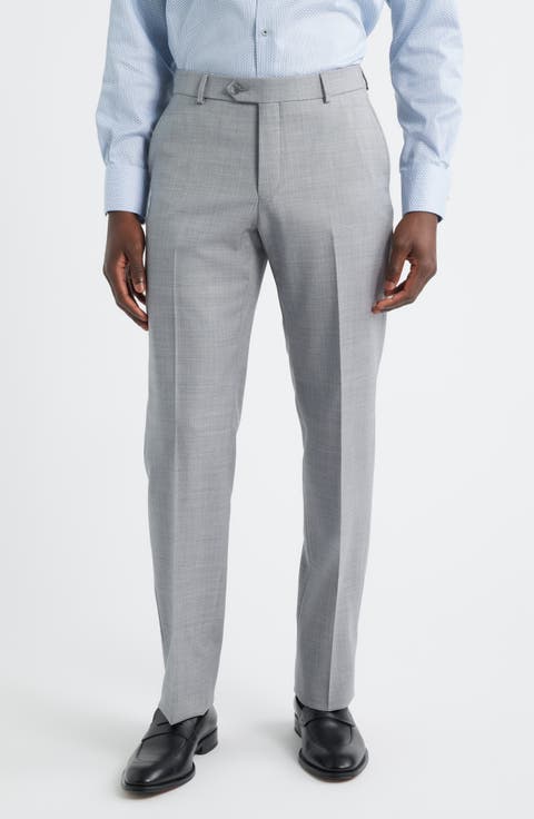 Flat Front Light Grey Super 120s Wool Dress Pants