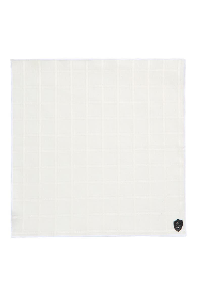 White Windowpane Linen Pocket Square, Alternate, color, WHITE