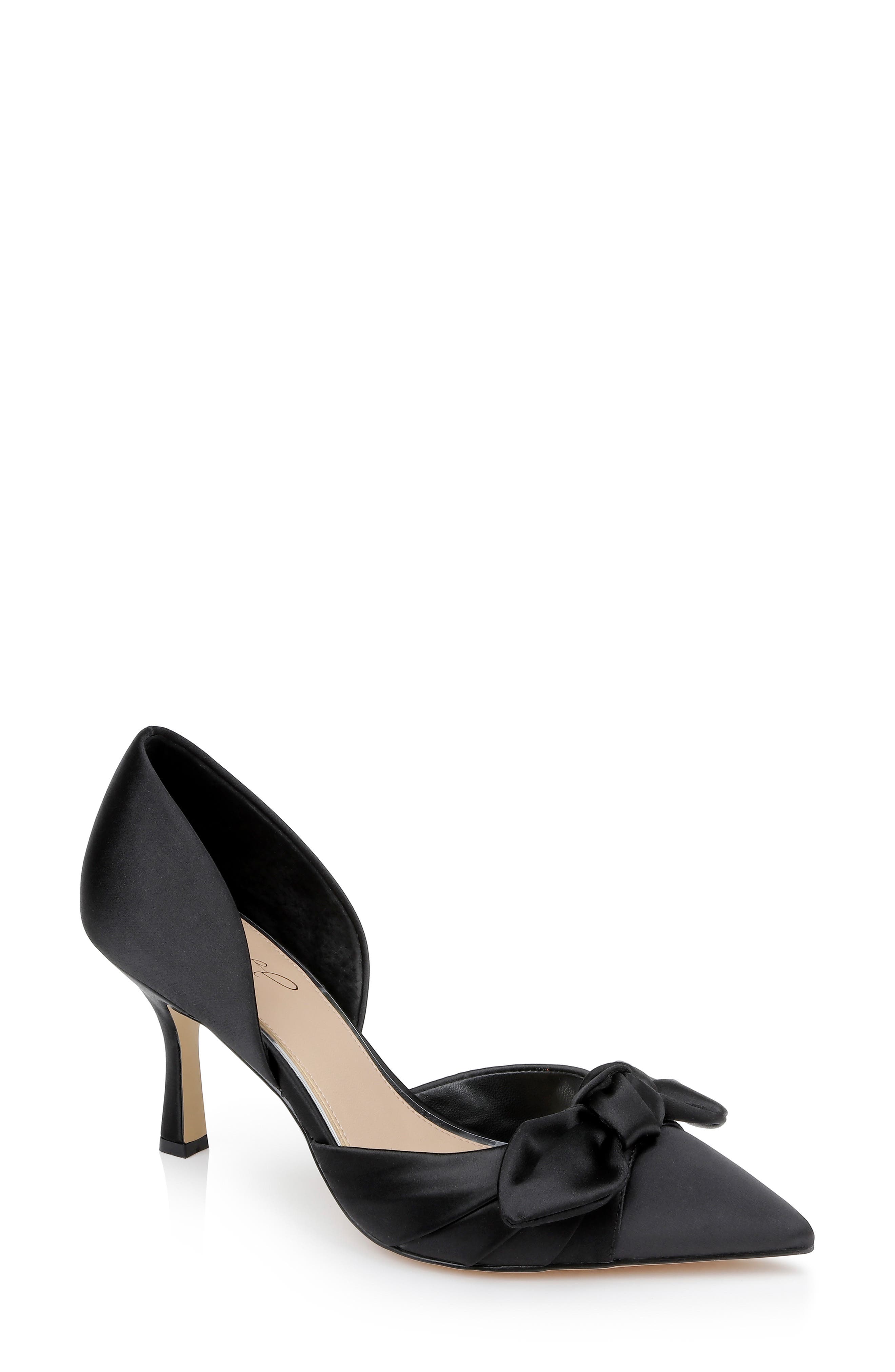 Jewel Badgley Mischka Emelia d'Orsay Pointed Toe Pump, Main, color, Black Satin
