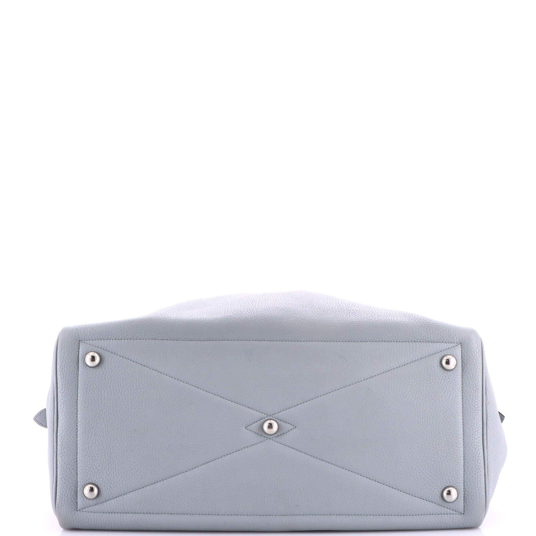 Pre-Owned Hermes Victoria II Travel Handbag Clemence 43, Alternate, color, Bleu Glacier