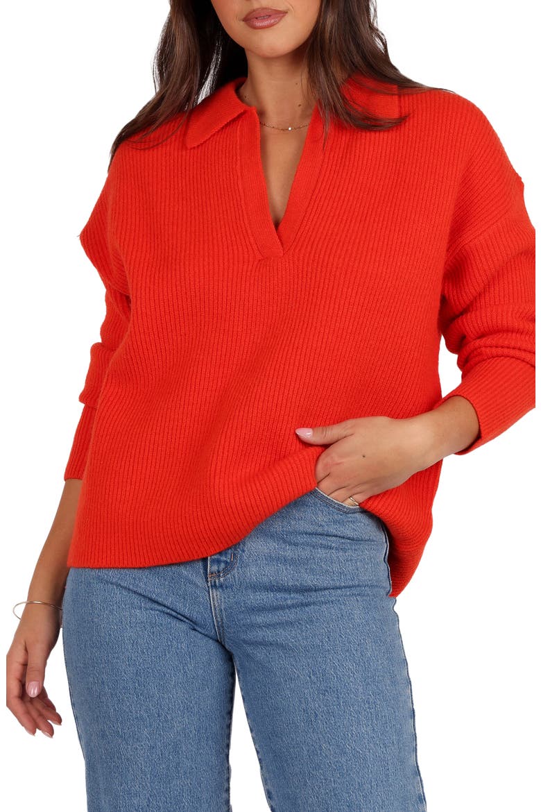 Zala Johnny Collar Sweater, Main, color, RED