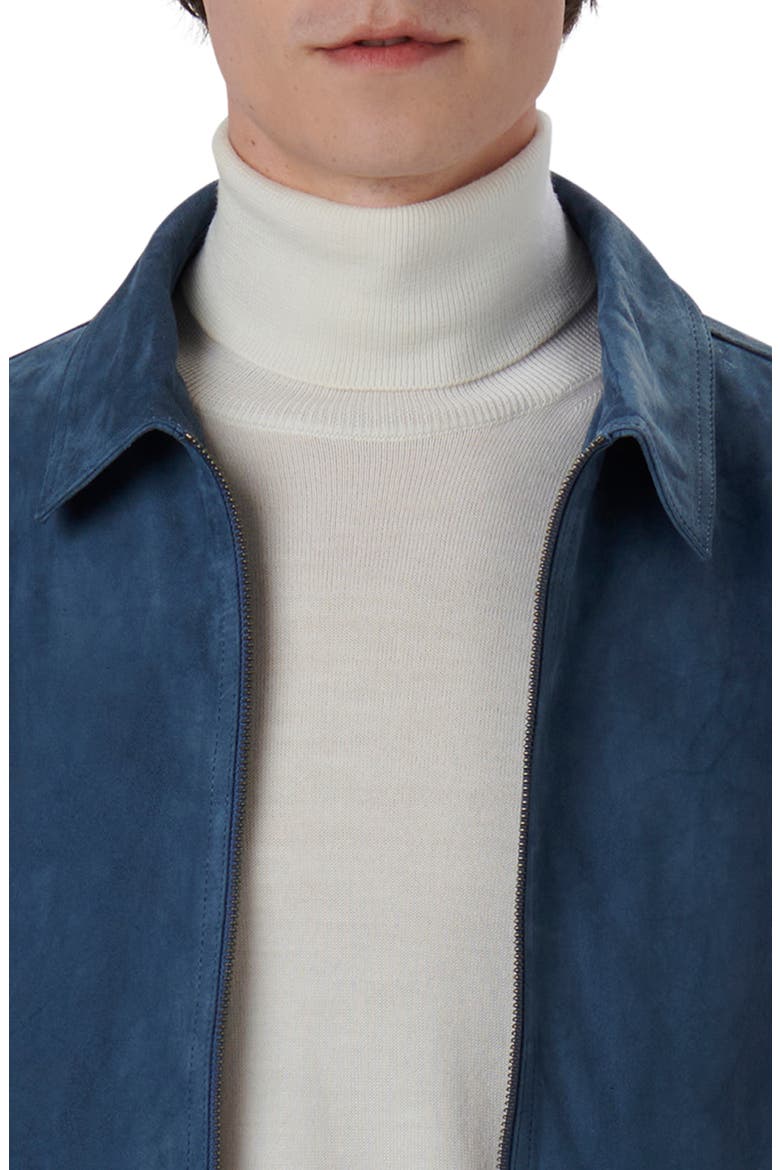 Suede Zip Bomber Jacket, Alternate, color, COBALT