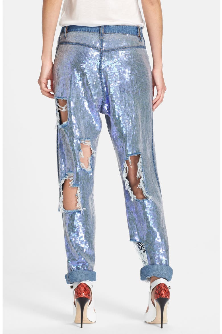 Destroyed Sequin Jeans, Alternate, color, ULTRAVIOLET