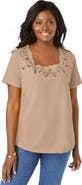 Jessica London Stretch Cotton Eyelet Cutout Tee