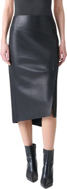 Akris Lambskin Leather Asymmetric Midi Skirt