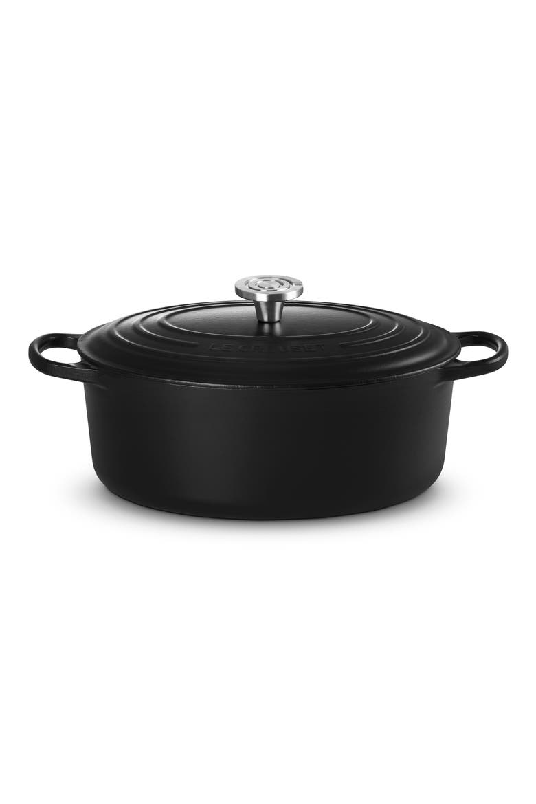 Signature Enameled Cast Iron Oval Dutch Oven, Main, color, LICORICE