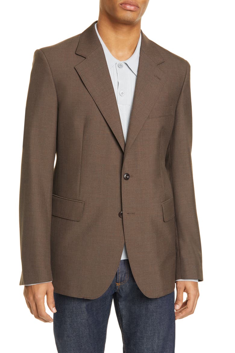 Single Breasted Blazer, Main, color, GREY BROWN