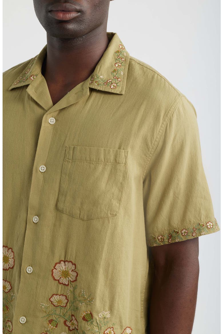 Augusta Embroidered Short Sleeve Shirt, Alternate, color, OLIVE