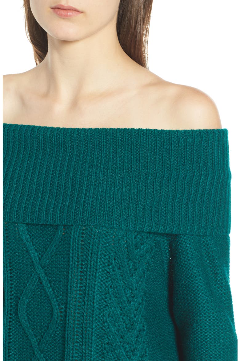 Off Shore Cable Knit Sweater, Alternate, color, DEEP LAGOON