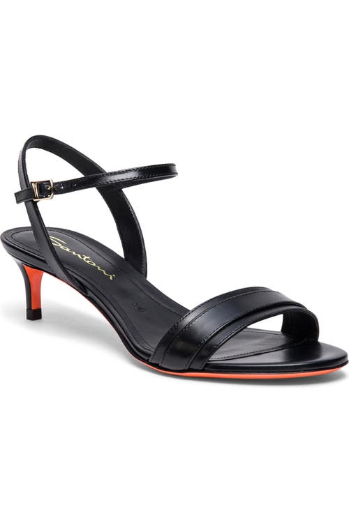 Santoni Mid-heel Sandal In Black