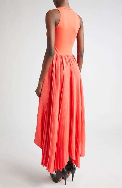 Alexander Mcqueen Sleeveless Pleated Skirt Maxi Dress In Coral