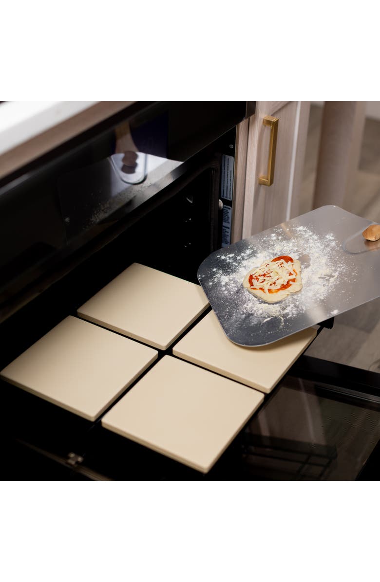Old Stone Cordierite Square Pizza Stone 4 Piece Set, 7.5x7.5-Inch, Alternate, color, Beige