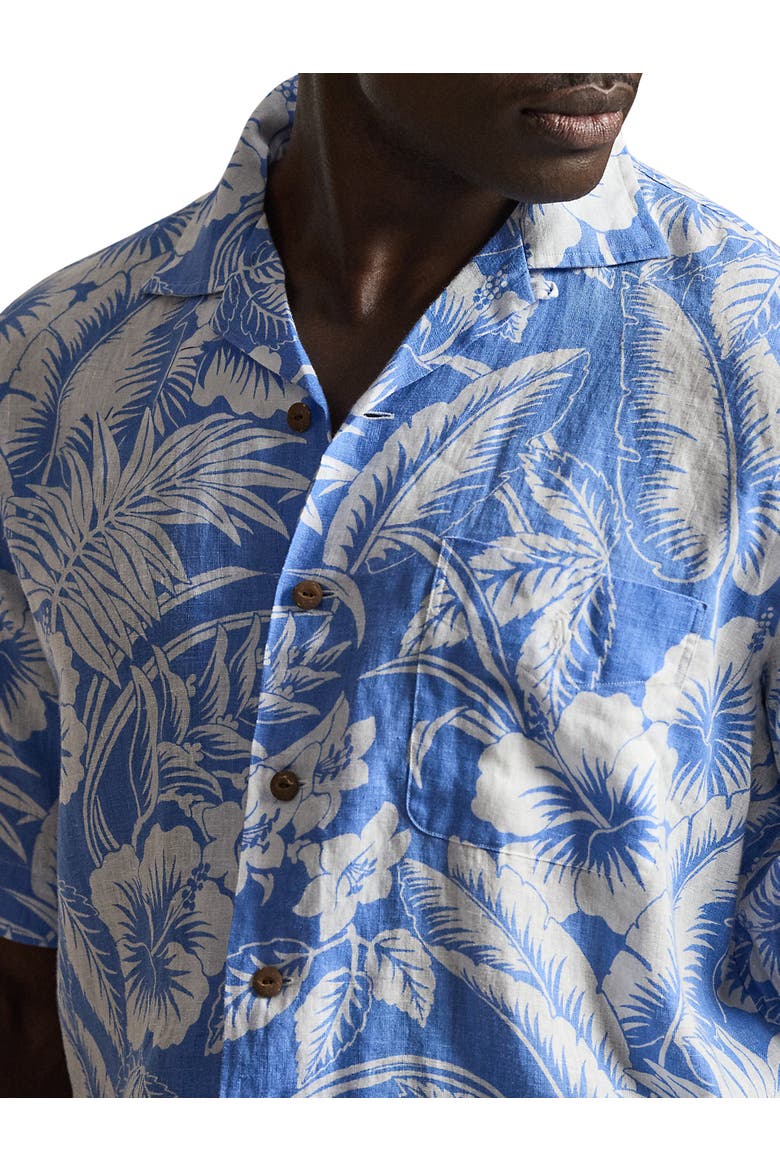 Big & Tall Sweetheart Linen Floral Sport Shirt, Alternate, color, BLUE