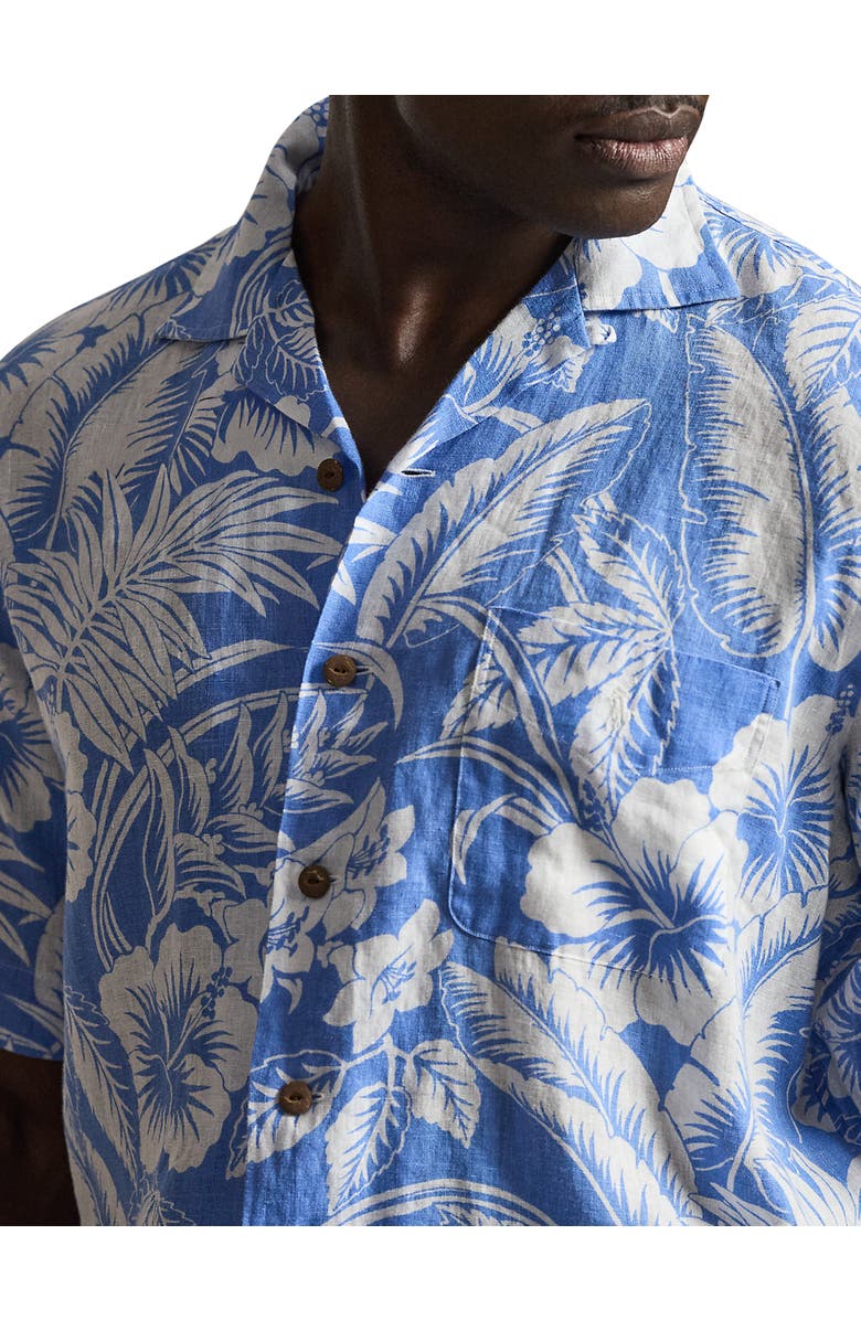 Polo Ralph Lauren Big & Tall Sweetheart Linen Floral Sport Shirt, Alternate, color, Blue