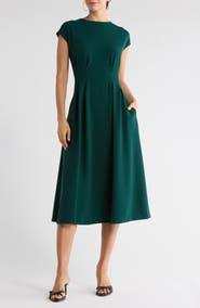 NORDSTROM RACK Pleated Waist Knit A-Line Dress