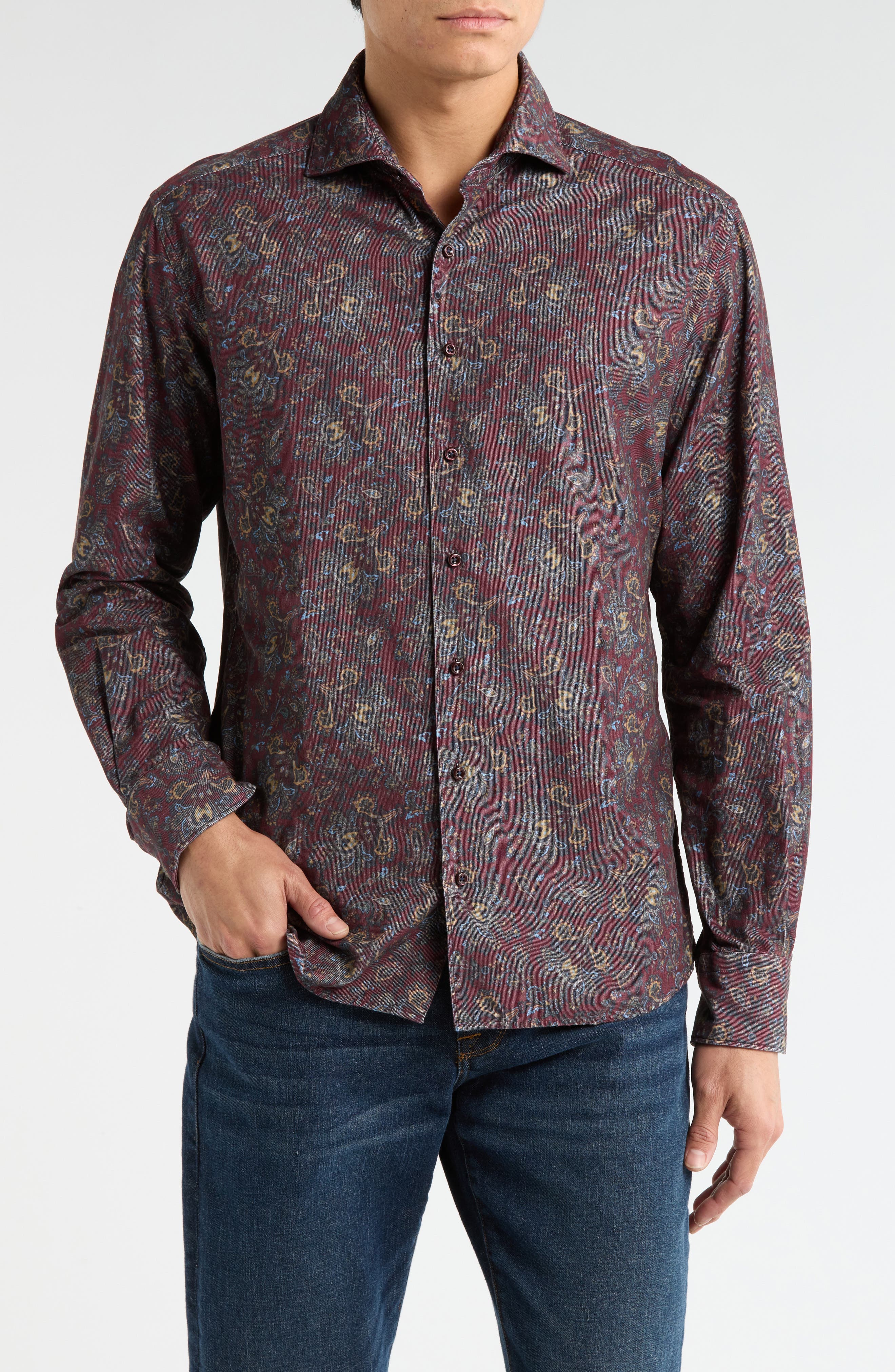 Modern Fit Corduroy Button Front Shirt - image 3