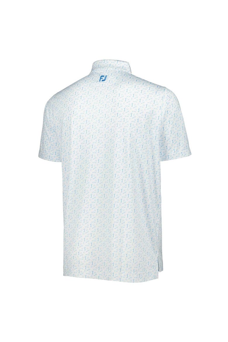 Men's FootJoy White/Light Blue THE PLAYERS Allover Print ProDry Polo, Alternate, color, White