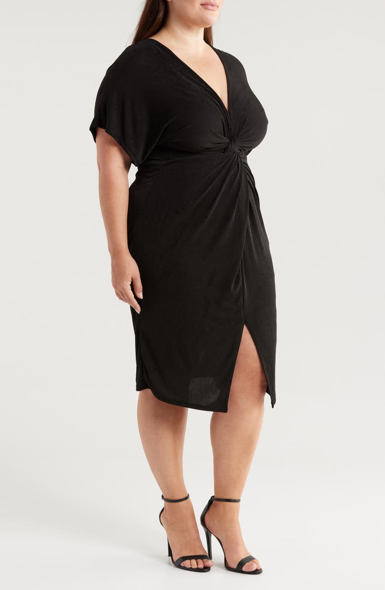 24seven Comfort Apparel Twist Front Vent Dress, Alternate, color, 
