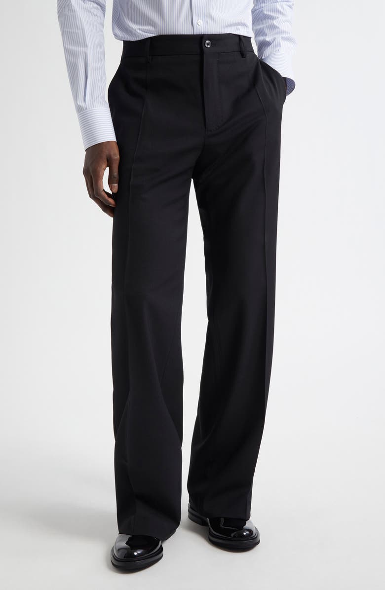 Dolce&Gabbana Wool Stretch Twill Wide Leg Pants, Main, color, N0000 Nero