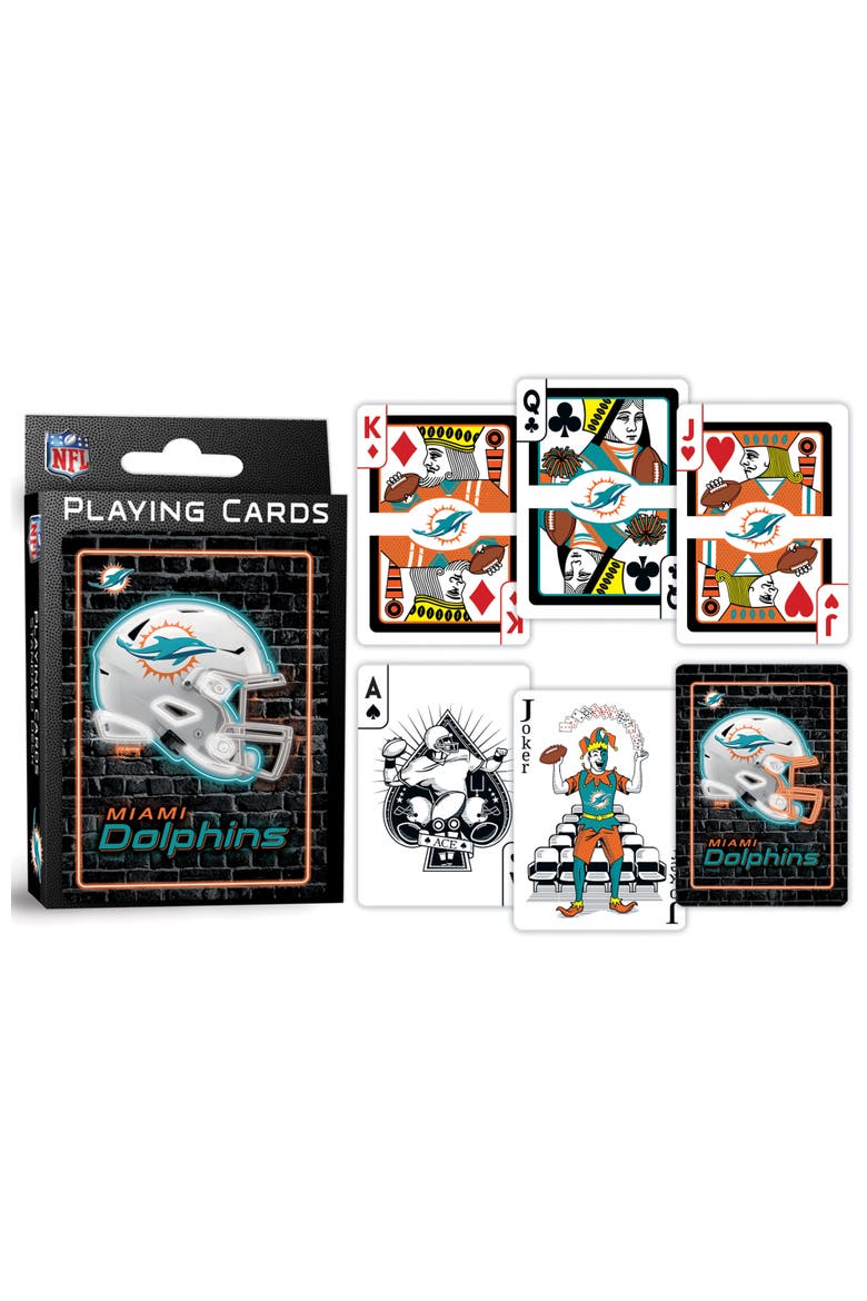 Miami Dolphins Neon Playing Cards, Alternate, color, Multicolor