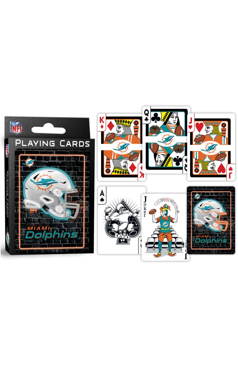 MASTERPIECES Miami Dolphins Neon Playing Cards, Alternate, color, Multicolor